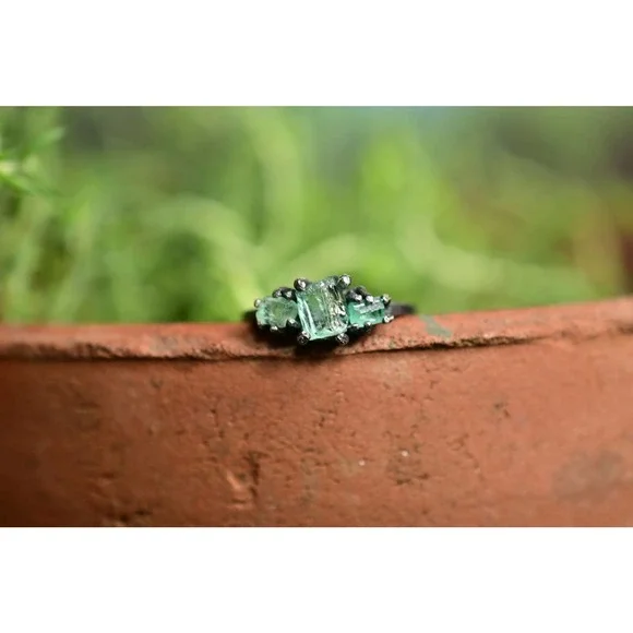 Real Emerald Rings Uncut Emeralds Large Emerald Ring Natural Gemstones - Picture 1 of 5